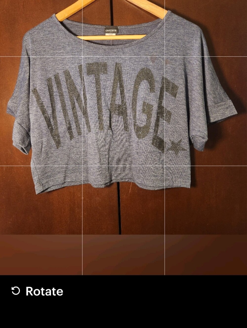 Cantata Heather Blue 'Vintage' Cropped Tee Women Size Mediun